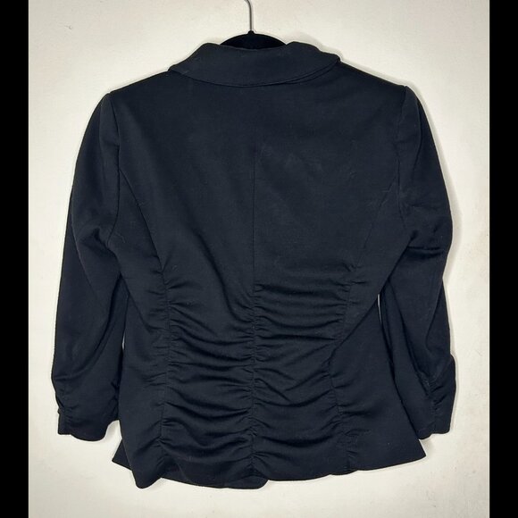 VINCE CAMUTO Ruched Fitted Black Blazer with Hot Pink Lining Size 6 - Picture 2 of 4